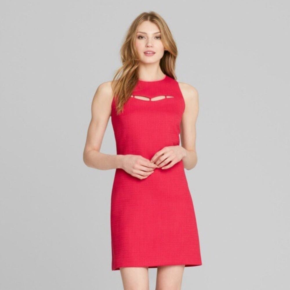 Elie Tahari Piazza Pink Tanya Front Cut Out Shift Dress